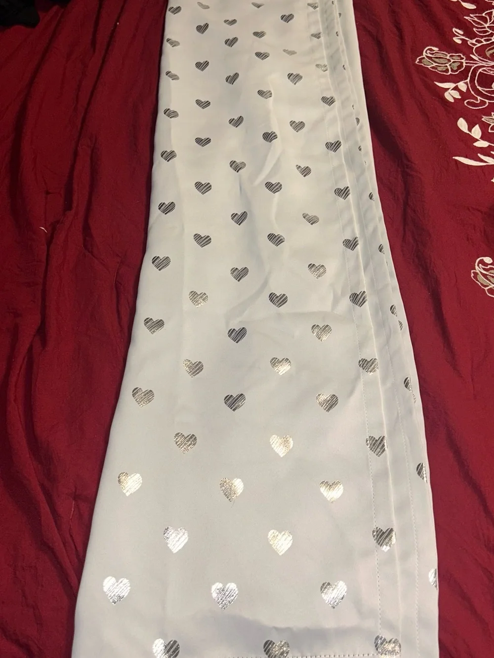 Gray with silver heart curtains